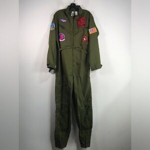 Top Gun Flight Jumpsuit Costume, Men's Size M - Green
